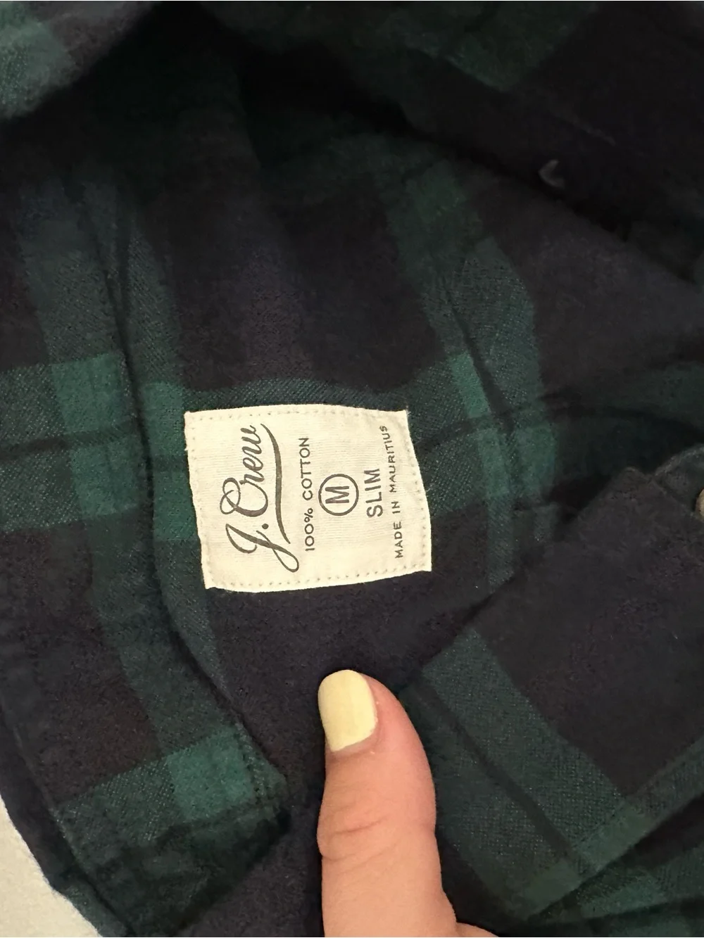 J. Crew Navy and Green Plaid Button-Down Shirt